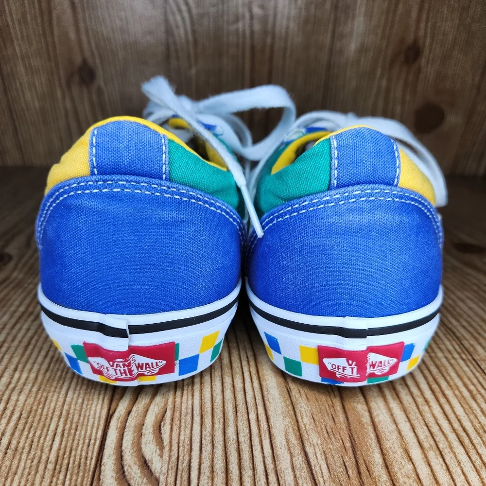 Vans Ward Sneakers Blue Yellow Green Check Color Block Big Kids Size 6‎